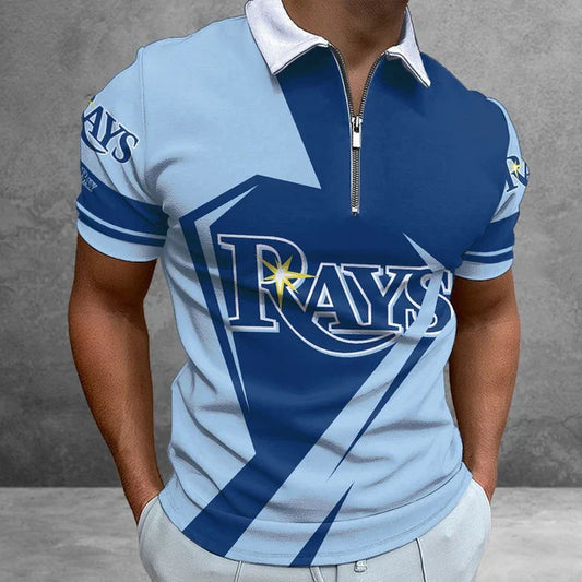 [HOMERUN DEAL] NEW CUSTOMIZED MLB21 TBR TAMPA BAY RAYS ZIP POLO SHIRT