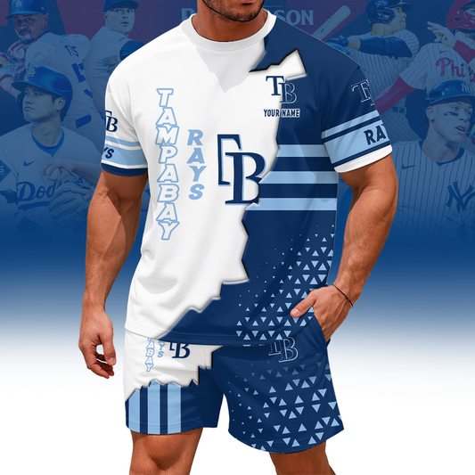 [HOMERUN DEAL] NEW CUSTOMIZED MLB21 TBR TAMPA BAY RAYS UNISEX T-SHIRT & SHORTS SET