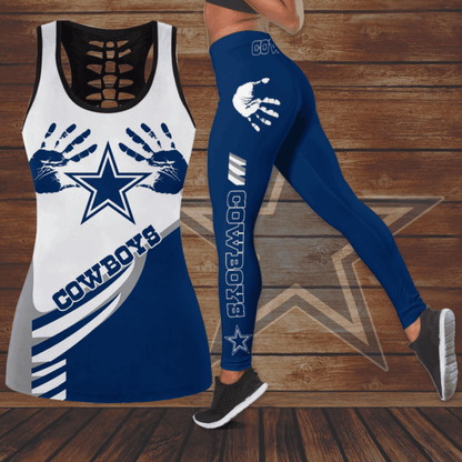 [TOUCHDOWN DEAL] NEW CUSTOMIZED NFL21 DCB DALLAS COWBOYS HOLLOW TANK TOP & LEGGINGS SET