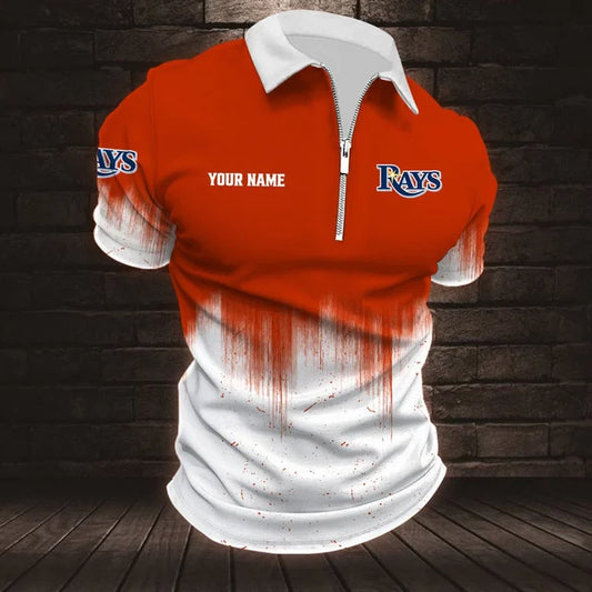 [HOMERUN DEAL] NEW CUSTOMIZED MLB21 TBR TAMPA BAY RAYS ZIP POLO SHIRT