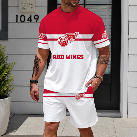 [PUCK DROP DEAL] NEW CUSTOMIZED NHL22 DRW DETROIT RED WINGS UNISEX T-SHIRT & SHORTS SET