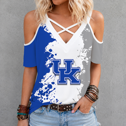 [SLAM DUNK DEAL] NEW CUSTOMIZED NCAA MAM22 KEW KENTUCKY WILDCATS CRISS CROSS V-NECK TOP