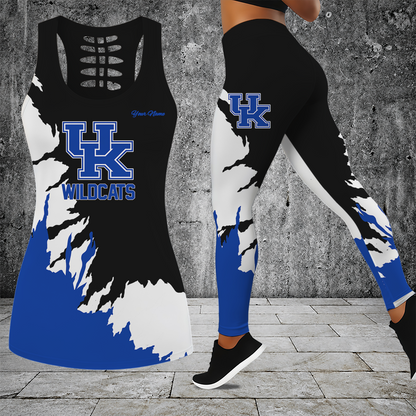[SLAM DUNK DEAL] NEW CUSTOMIZED NCAA MAM22 KEW KENTUCKY WILDCATS STRAPPY HOLLOW TANK TOP & LEGGINGS SET