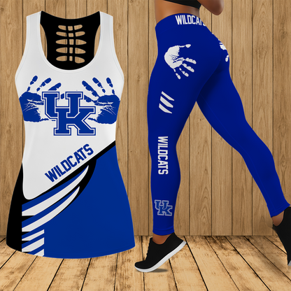 [SLAM DUNK DEAL] NEW CUSTOMIZED NCAA MAM22 KEW KENTUCKY WILDCATS STRAPPY HOLLOW TANK TOP & LEGGINGS SET