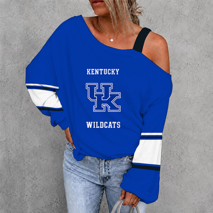 [SLAM DUNK DEAL] NEW CUSTOMIZED NCAA MAM22 KEW KENTUCKY WILDCATS WOMEN'S OFF-SHOULDER LONG SLEEVE SHIRT