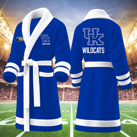 [SLAM DUNK DEAL] NEW CUSTOMIZED NCAA MAM22 KEW KENTUCKY WILDCATS MULTICOLOR FLEECE BATHROBE