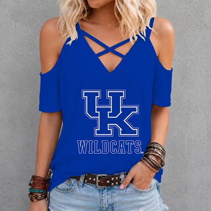 [SLAM DUNK DEAL] NEW CUSTOMIZED NCAA MAM22 KEW KENTUCKY WILDCATS CRISS CROSS V-NECK TOP