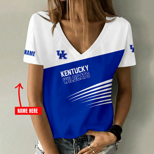 [FAN FAVORITE] NEW CUSTOMIZED NCAA MAM22 KEW KENTUCKY WILDCATS STRAPPY V-NECK FEMALE SHIRT