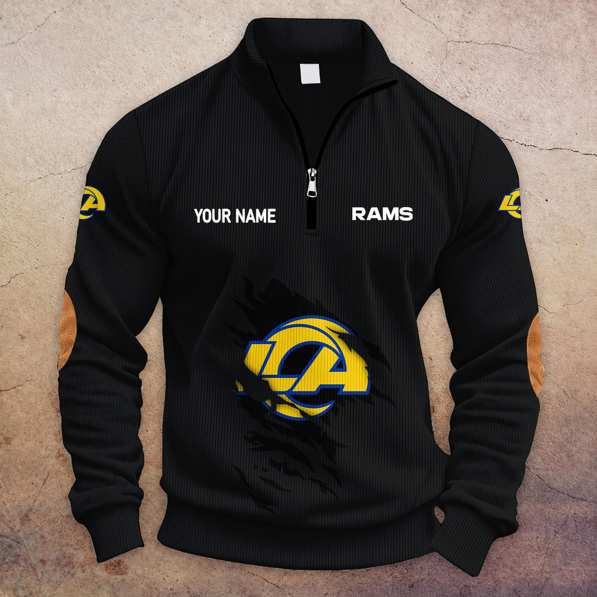 [TOUCHDOWN DEAL] NEW CUSTOMIZED NFL22 LAR LOS ANGELES RAMS MULTICOLOR STRIPED QUATER ZIP SWEATSHIRT
