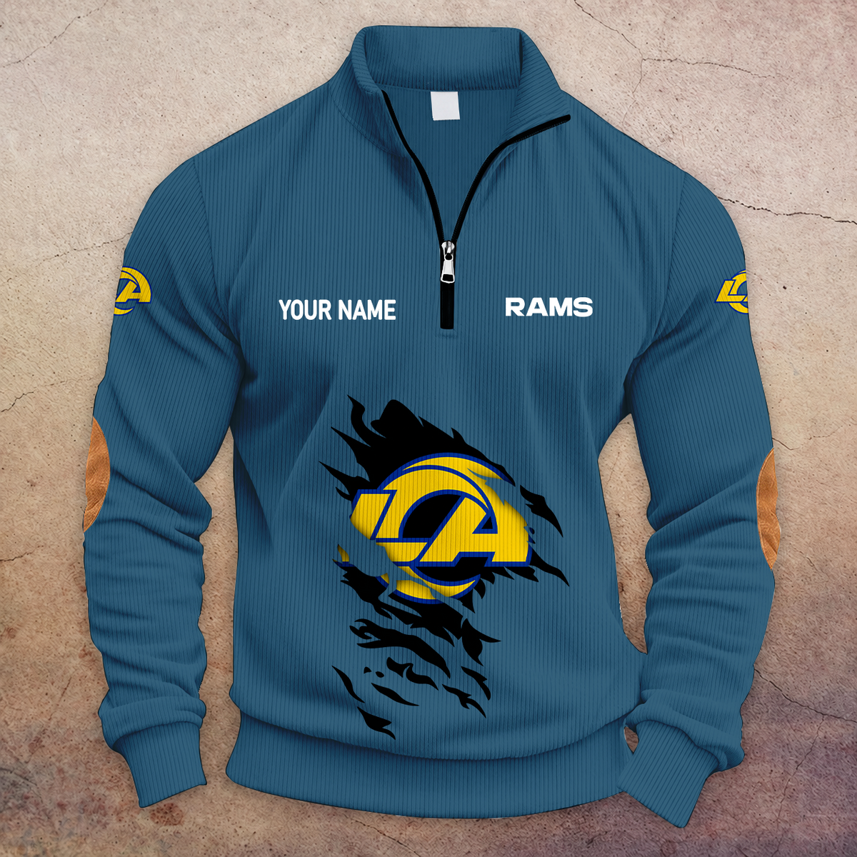 [TOUCHDOWN DEAL] NEW CUSTOMIZED NFL22 LAR LOS ANGELES RAMS MULTICOLOR STRIPED QUATER ZIP SWEATSHIRT