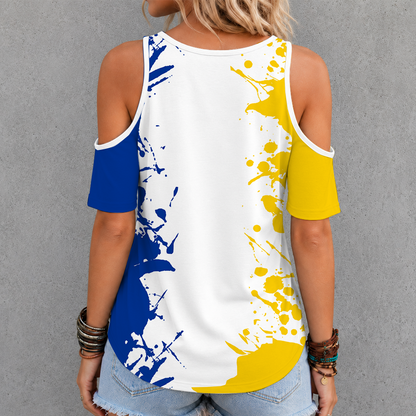 [TOUCHDOWN DEAL] NEW CUSTOMIZED NFL22 LAR LOS ANGELES RAMS CRISS CROSS V-NECK TOP