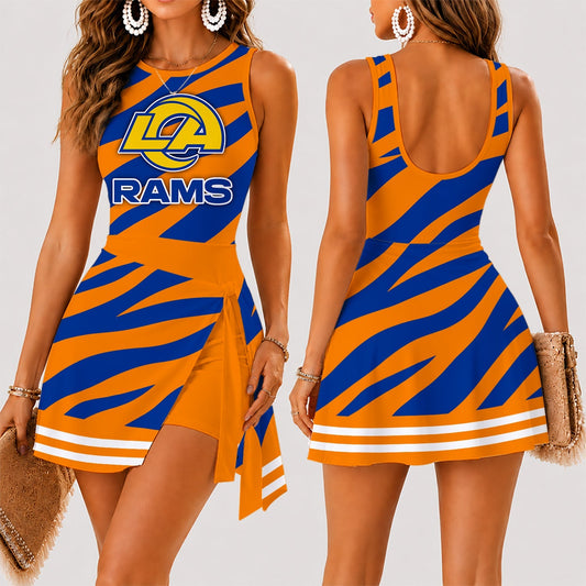 [TOUCHDOWN DEAL] NEW CUSTOMIZED NFL22 LAR LOS ANGELES RAMS WOMEN'S SUMMER SKORT DRESS