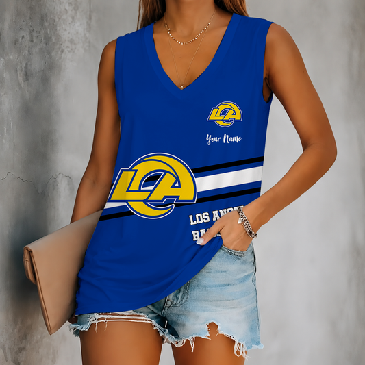 [TOUCHDOWN DEAL] NEW CUSTOMIZED NFL22 LAR LOS ANGELES RAMS WOMEN'S V-NECK TANK TOP