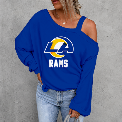 [SPECIAL OFFER] NEW CUSTOMIZED NFL22 LAR LOS ANGELES RAMS WOMEN'S OFF-SHOULDER LONG SLEEVE SHIRT