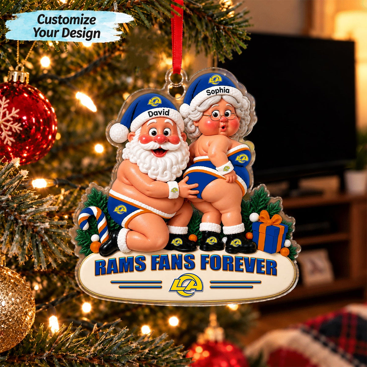 [TOUCHDOWN DEAL] NEW CUSTOMIZED NFL22 LAR LOS ANGELES RAMS CHRISTMAS ACRYLIC ORNAMENT