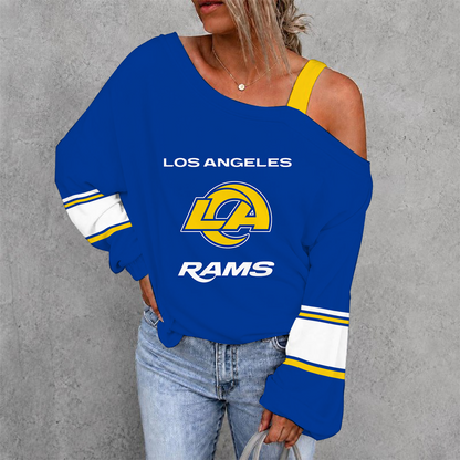 [TOUCHDOWN DEAL] NEW CUSTOMIZED NFL22 LAR LOS ANGELES RAMS WOMEN'S OFF-SHOULDER LONG SLEEVE SHIRT