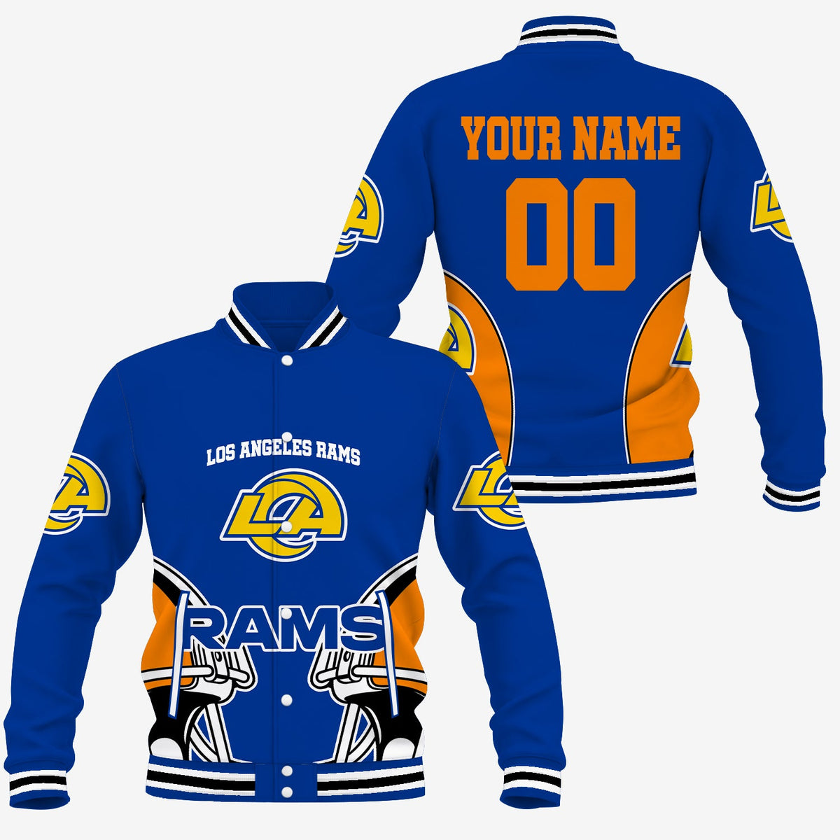 [TOUCHDOWN DEAL] NEW CUSTOMIZED NFL22 LAR LOS ANGELES RAMS SATIN VARSITY & BASEBALL JACKET