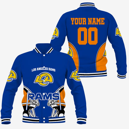 [TOUCHDOWN DEAL] NEW CUSTOMIZED NFL22 LAR LOS ANGELES RAMS SATIN VARSITY & BASEBALL JACKET