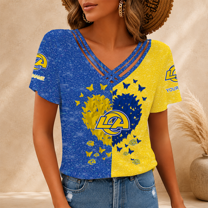 [SPECIAL OFFER] NEW CUSTOMIZED NFL22 LAR LOS ANGELES RAMS V-NECK SHIRT