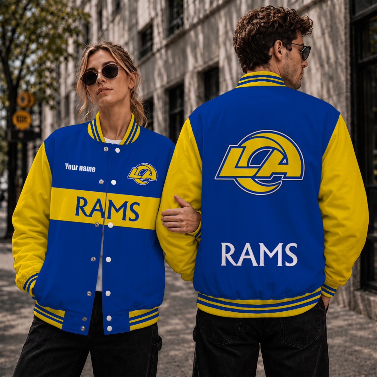 [TOUCHDOWN DEAL] NEW CUSTOMIZED NFL22 LAR LOS ANGELES RAMS SATIN VARSITY & BASEBALL JACKET