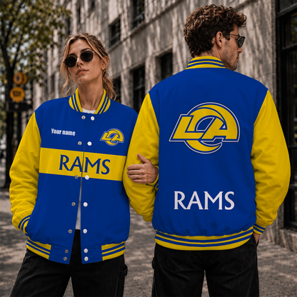 [TOUCHDOWN DEAL] NEW CUSTOMIZED NFL22 LAR LOS ANGELES RAMS SATIN VARSITY & BASEBALL JACKET