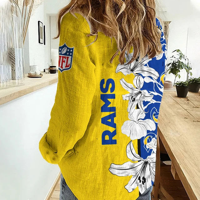 [TOUCHDOWN DEAL] NEW CUSTOMIZED NFL22 LAR LOS ANGELES RAMS WOMEN CASUAL SHIRT FOR FAN