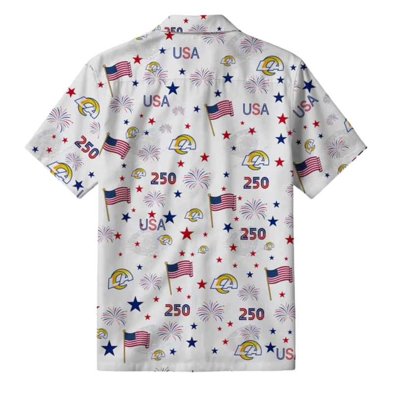 [TOUCHDOWN DEAL] NEW CUSTOMIZED NFL22 LAR LOS ANGELES RAMS PATRIOTIC 250 USA HAWAIIAN SHIRT