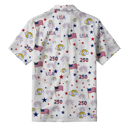 [TOUCHDOWN DEAL] NEW CUSTOMIZED NFL22 LAR LOS ANGELES RAMS PATRIOTIC 250 USA HAWAIIAN SHIRT