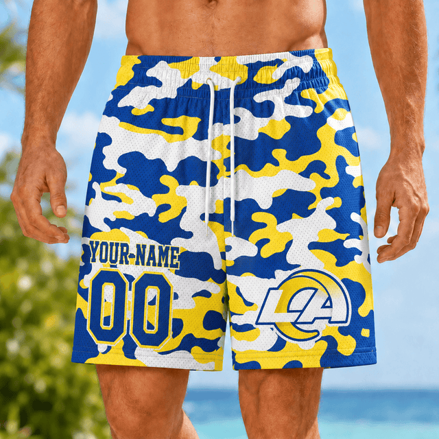 [TOUCHDOWN DEAL] NEW CUSTOMIZED NFL22 LAR LOS ANGELES RAMS SHORT PANTS