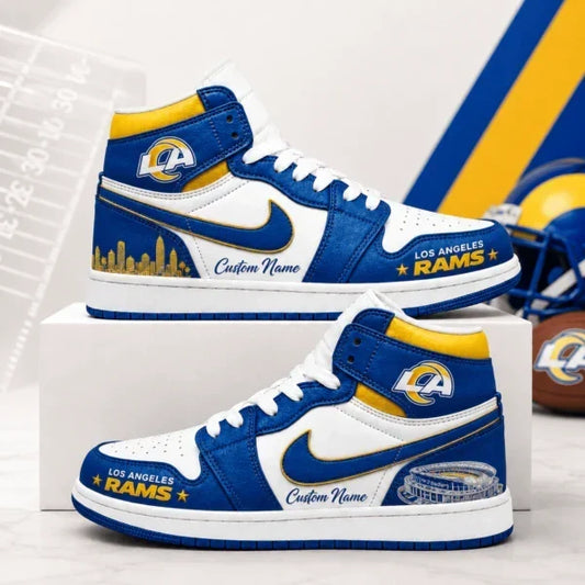 [TOUCHDOWN DEAL] NEW CUSTOMIZED NFL22 LAR LOS ANGELES RAMS AIR JORDAN 1