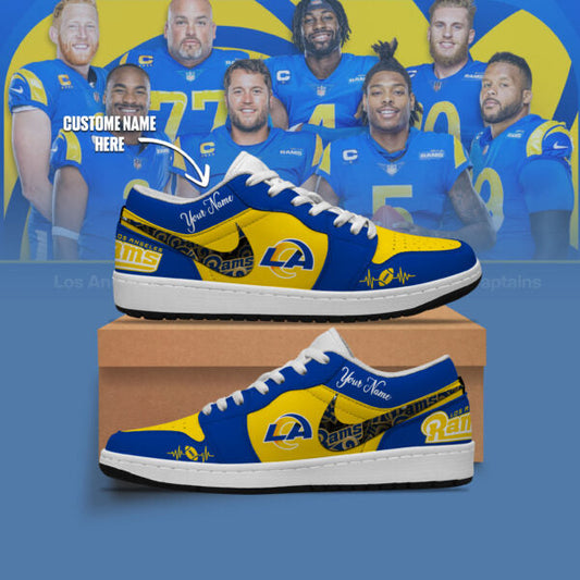 [TOUCHDOWN DEAL] NEW CUSTOMIZED NFL22 LAR LOS ANGELES RAMS AIR JORDAN LOW SHOES