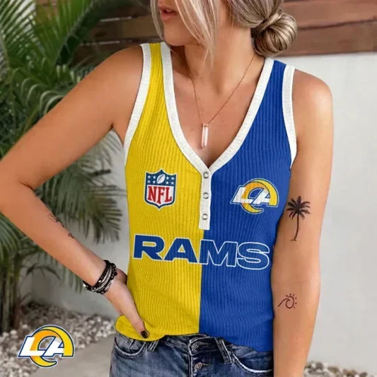[TOUCHDOWN DEAL] NEW CUSTOMIZED NFL22 LAR LOS ANGELES RAMS WOMEN'S V-NECK TANK TOP