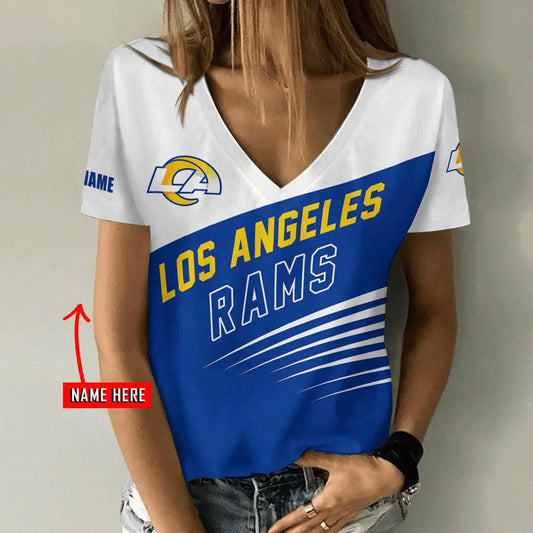 [TOUCHDOWN DEAL] NEW CUSTOMIZED NFL22 LAR LOS ANGELES RAMS V-NECK FEMALE SHIRT