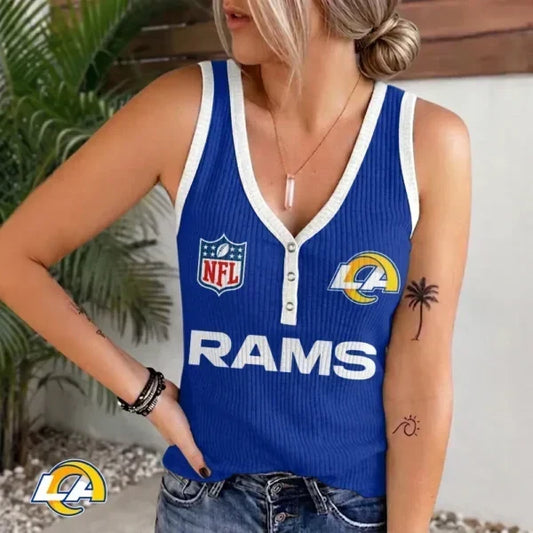 [TOUCHDOWN DEAL] NEW CUSTOMIZED NFL22 LAR LOS ANGELES RAMS WOMEN'S V-NECK TANK TOP