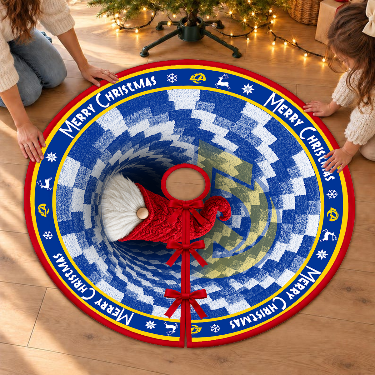 [TOUCHDOWN DEAL] NEW CUSTOMIZED NFL22 LAR THE RAMS CHRISTMAS TREE SKIRT