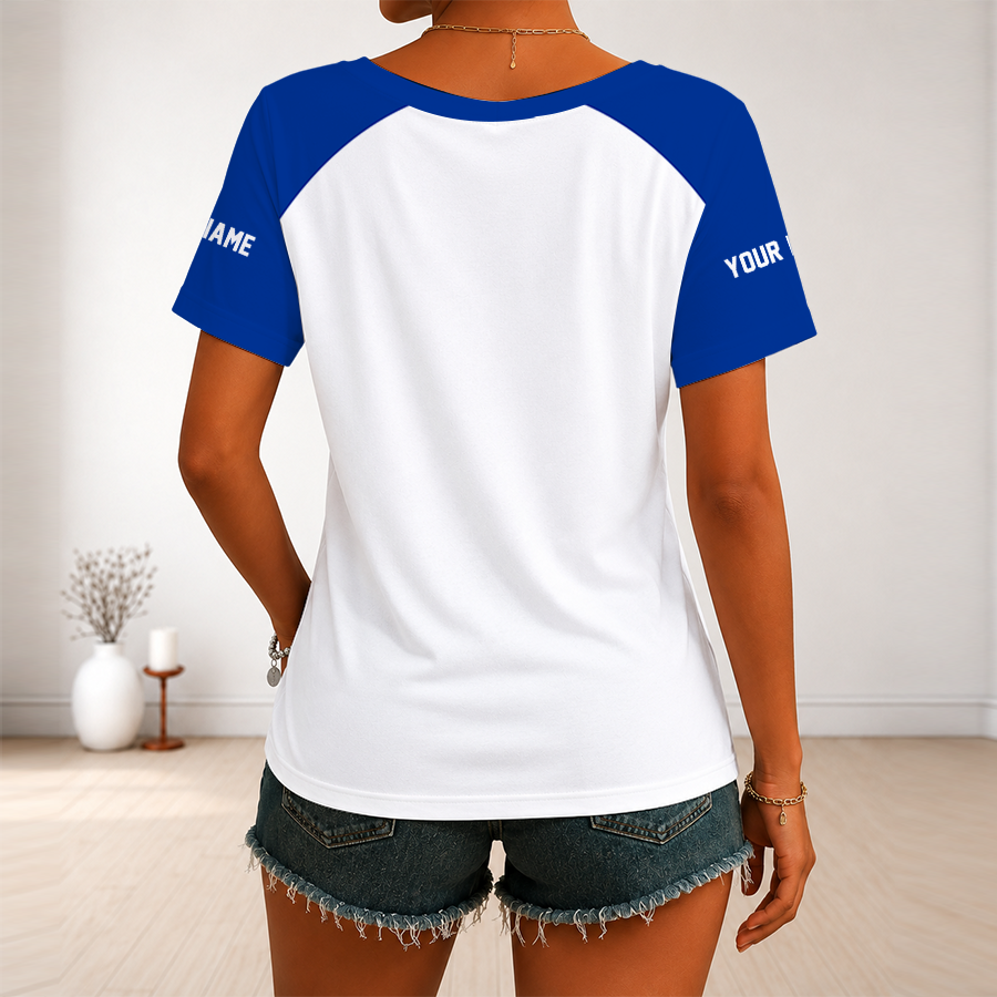 [TOUCHDOWN DEAL] NEW CUSTOMIZED NFL22 LAR LOS ANGELES RAMS V-NECK FEMALE SHIRT