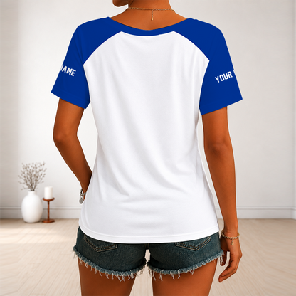 [TOUCHDOWN DEAL] NEW CUSTOMIZED NFL22 LAR LOS ANGELES RAMS V-NECK FEMALE SHIRT