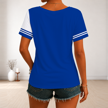 [SPECIAL OFFER] NEW CUSTOMIZED NFL22 LAR LOS ANGELES RAMS V-NECK FEMALE SHIRT