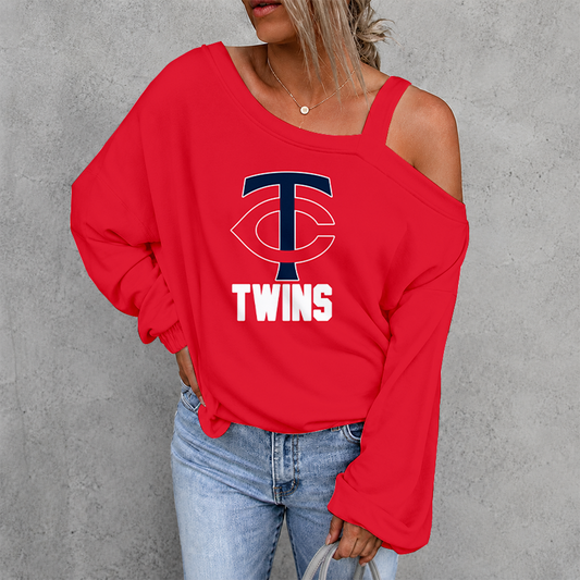 [HOMERUN DEAL] NEW CUSTOMIZED MLB22 MTS MINNESOTA TWINS WOMEN'S OFF-SHOULDER LONG SLEEVE SHIRT