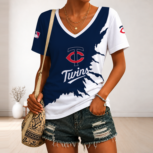 [HOMERUN DEAL] NEW CUSTOMIZED MLB22 MTS MINNESOTA TWINS V-NECK FEMALE SHIRT
