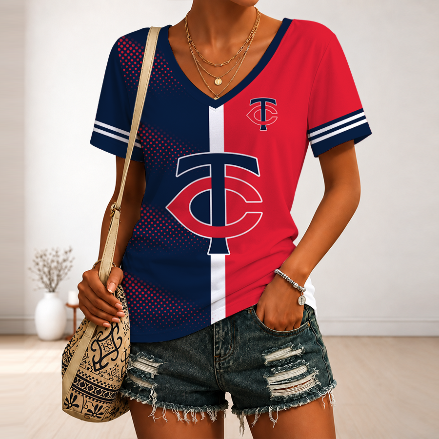 [HOMERUN DEAL] NEW CUSTOMIZED MLB22 MTS MINNESOTA TWINS V-NECK FEMALE SHIRT