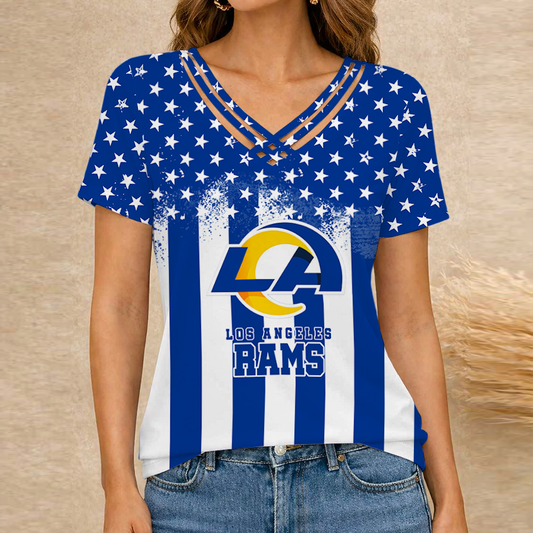 [TOUCHDOWN DEAL] NEW CUSTOMIZED NFL22 LAR LOS ANGELES RAMS V-NECK SHIRT