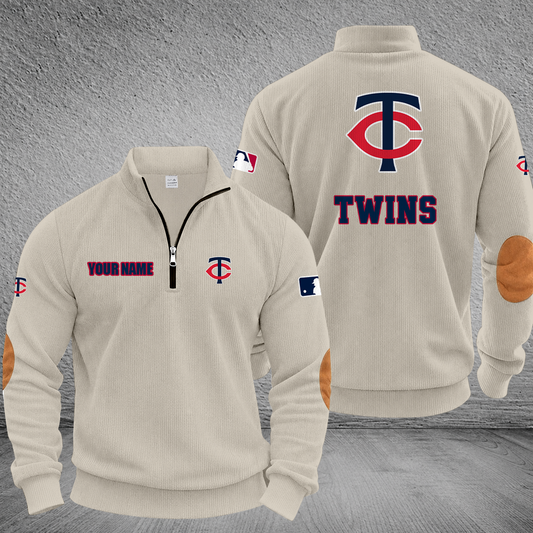[HOMERUN DEAL] NEW CUSTOMIZED MLB22 MTS MINNESOTA TWINS MULTICOLOR STRIPED QUATER ZIP SWEATSHIRT