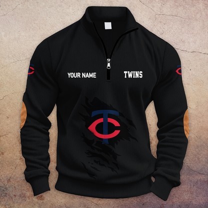 [HOMERUN DEAL] NEW CUSTOMIZED MLB22 MTS MINNESOTA TWINS MULTICOLOR STRIPED QUATER ZIP SWEATSHIRT