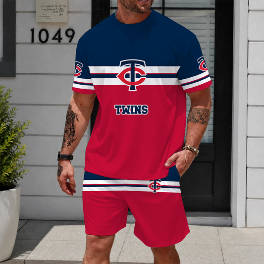[HOMERUN DEAL] NEW CUSTOMIZED MLB22 MTS MINNESOTA TWINS UNISEX T-SHIRT & SHORTS SET
