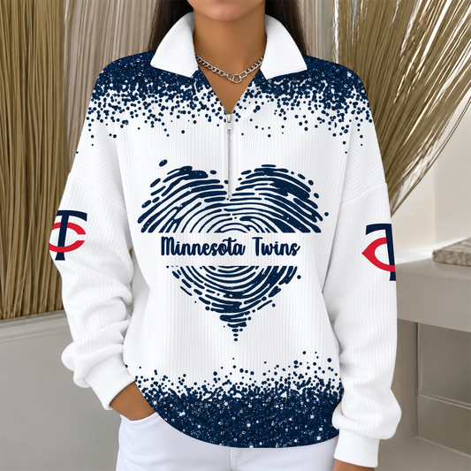 [HOMERUN DEAL] NEW CUSTOMIZED MLB22 MTS THE TWINS QUARTER ZIP RIBBED SWEATER