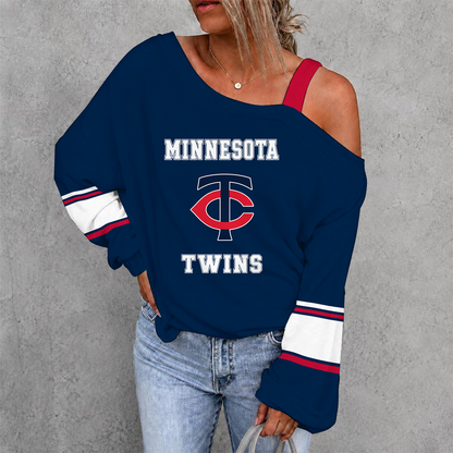 [HOMERUN DEAL] NEW CUSTOMIZED MLB22 MTS MINNESOTA TWINS WOMEN'S OFF-SHOULDER LONG SLEEVE SHIRT