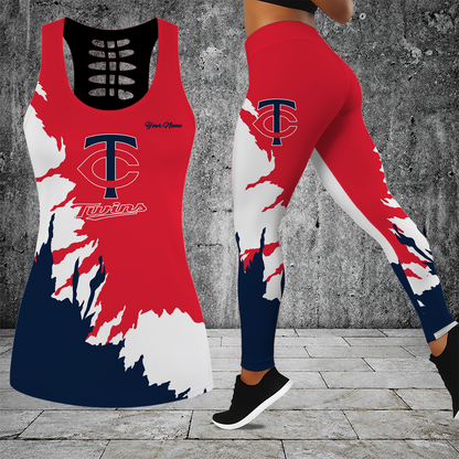 [HOMERUN DEAL] NEW CUSTOMIZED MLB22 MTS MINNESOTA TWINS HOLLOW TANK TOP & LEGGINGS SET