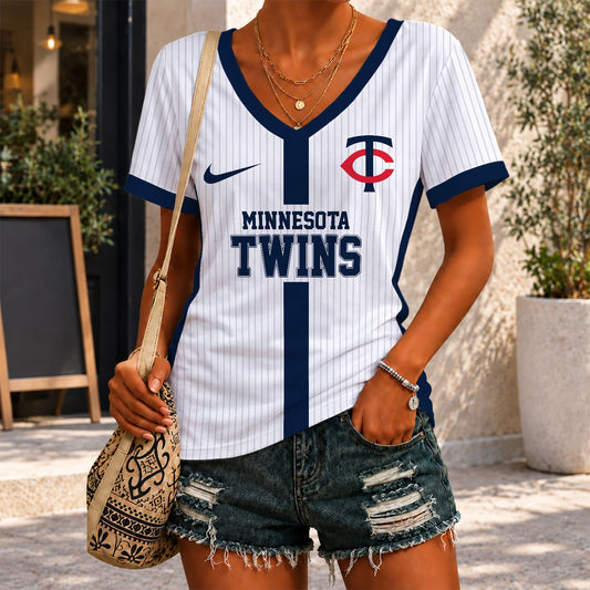 [HOMERUN DEAL] NEW CUSTOMIZED MLB22 MTS MINNESOTA TWINS V-NECK FEMALE SHIRT