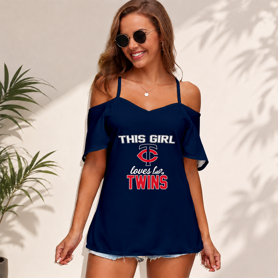 [HOMERUN DEAL] NEW CUSTOMIZED MLB22 MTS MINNESOTA TWINS WOMEN'S STRAPPY OFF-SHOULDER TOP